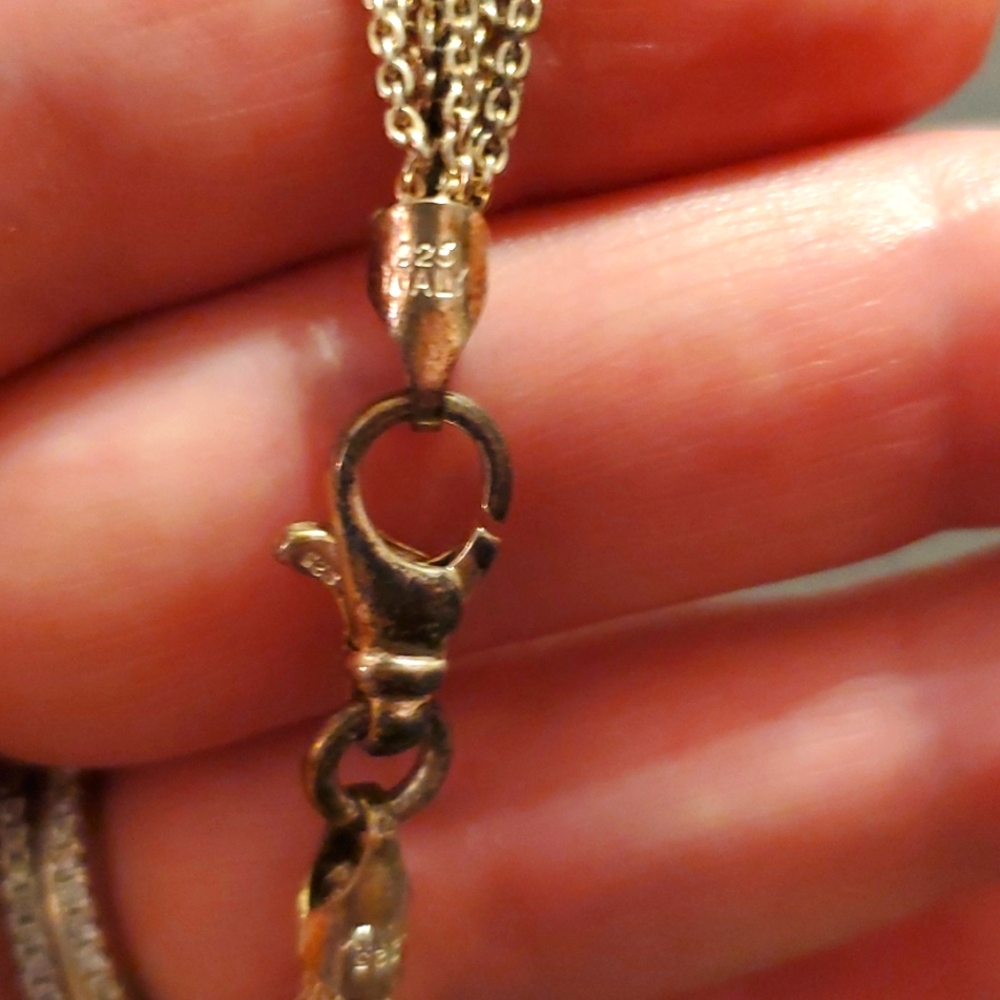 Multi-strand genuine sterling silver Tiffany style heart necklace